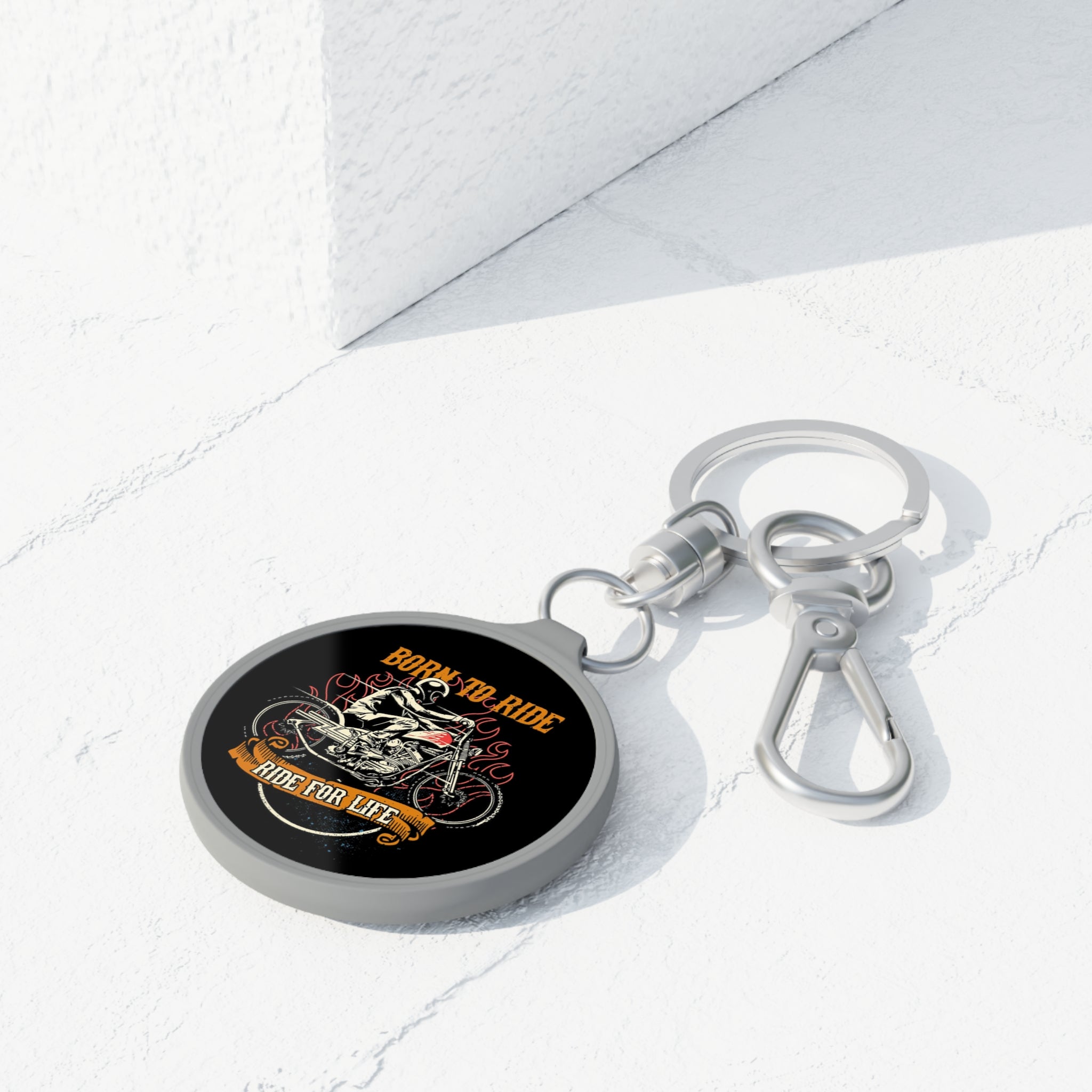 Motorcycle Keyring tag featuring a motorcycle design, perfect for motorcycle enthusiasts and riders.